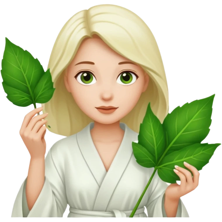 woman holding leaf and white robe emoji