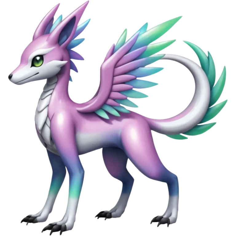 Meloetta-Sergal-Palkia-hybrid-fusion-Fakémon-creature, full body emoji