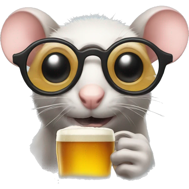 Rat with eye glasses and a beer emoji