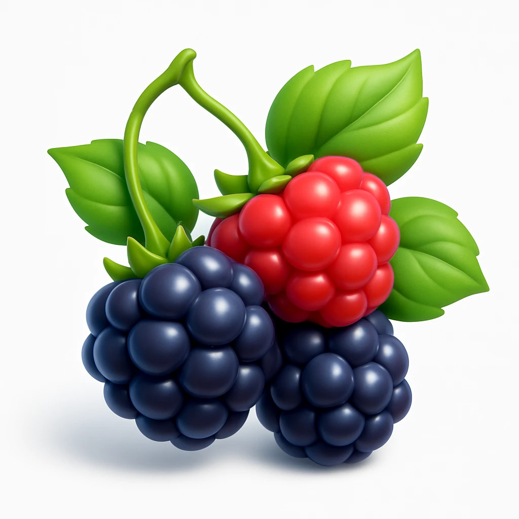 3D iOS style emoji with berries and green leaves emoji