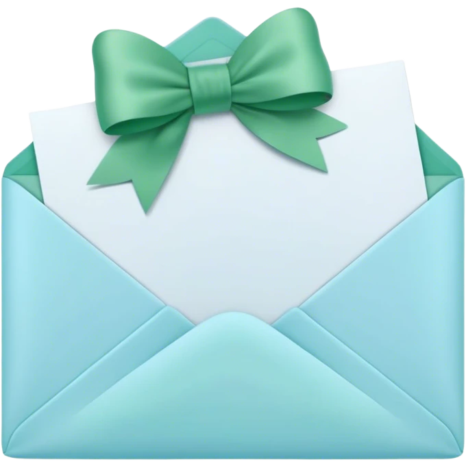 beautiful aesthetic love letter in pastel blue color with green bow aesthetically placed  emoji