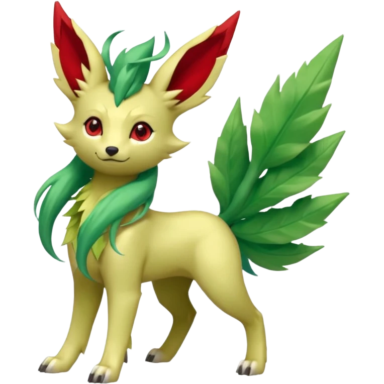 Vulpine-Amaura-Leafeon-Fakémon-Digimon-fusion (full body) emoji