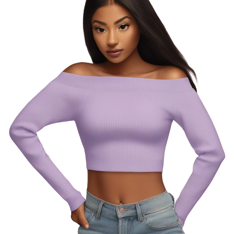 Lilac off shoulder Long sleeve crop top, isolated emoji