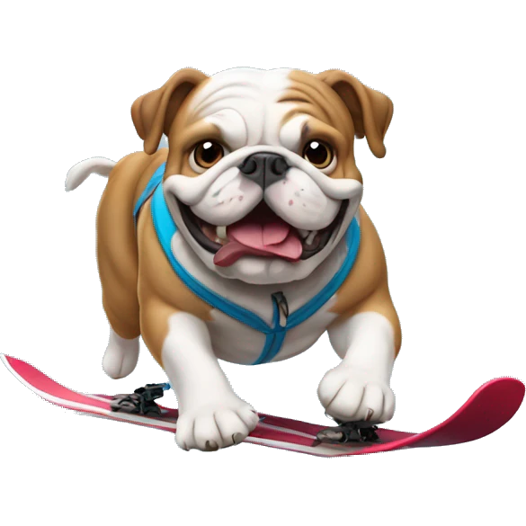 English bulldog skiing emoji