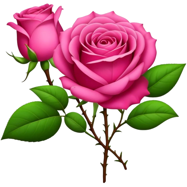 bouquet Deep Pink Tea Rose, luxuriant, leaf, bud emoji