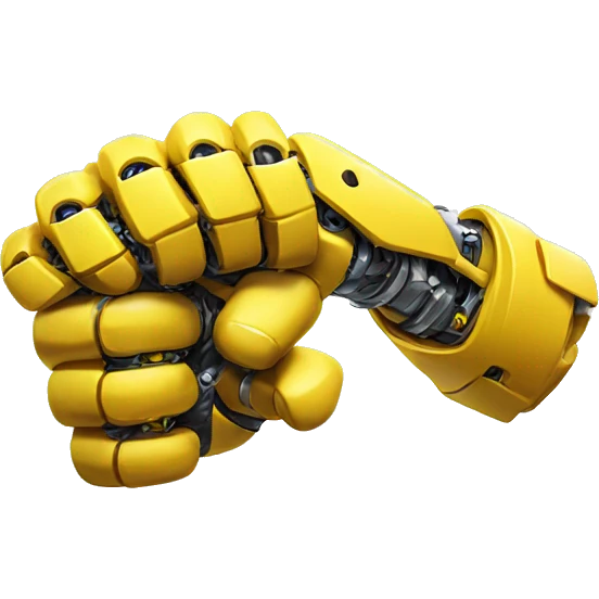 Flexing yellow mechanical cyborg bicep and arm emoji