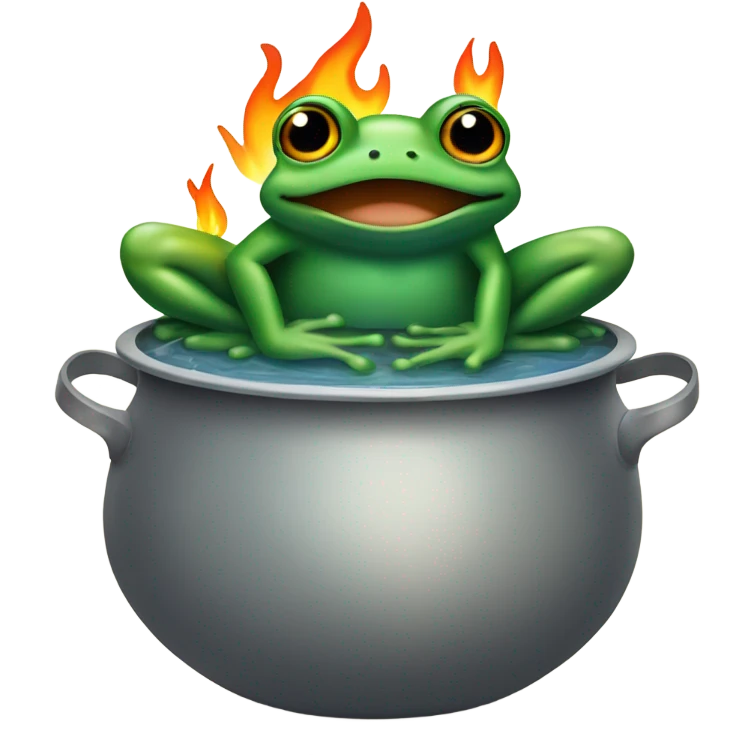 Frog in a pot full of water over a fire emoji
