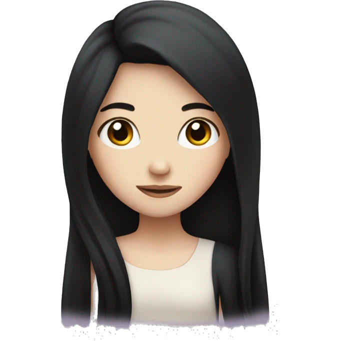 Pale girl with long black hair with heart on hands  emoji