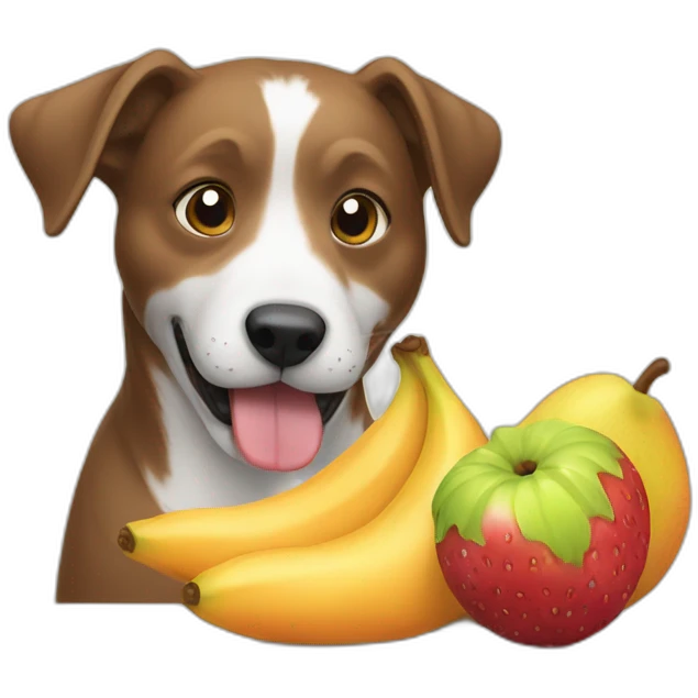 Dog eating whole fruit emoji