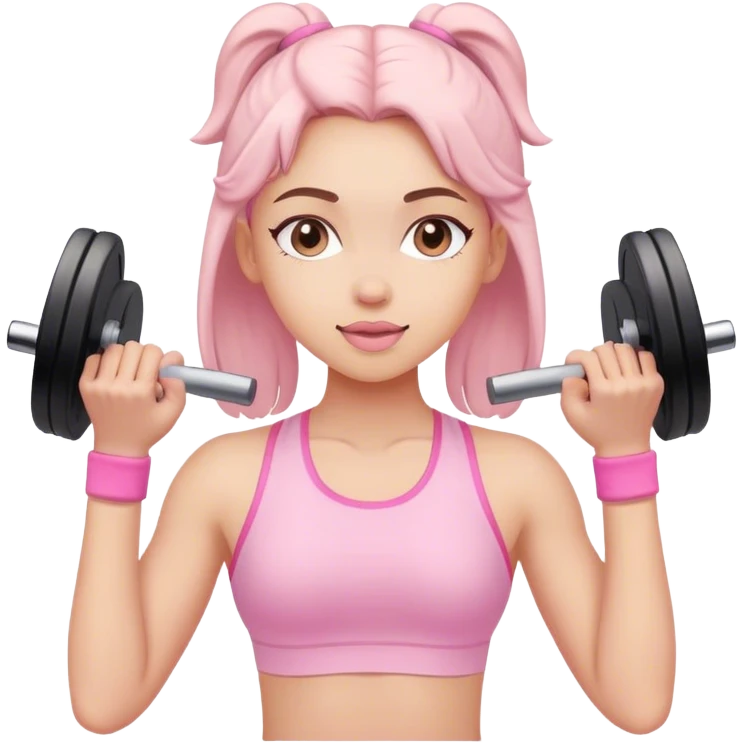 Girl gyming wearing all pastel pink emoji