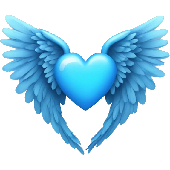 Blue heart with angel wings emoji