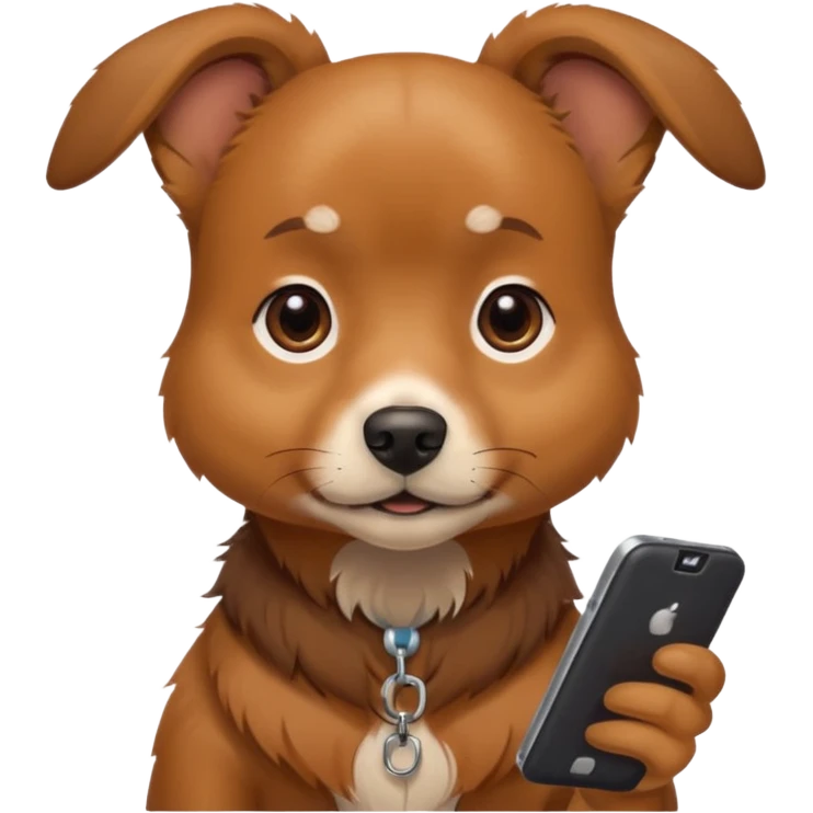Pies z telefonem emoji