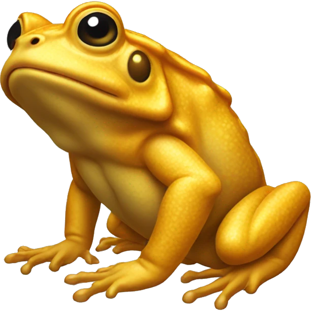 golden toad with 2 legs in front and 1 hind leg. Only 3 Legs emoji