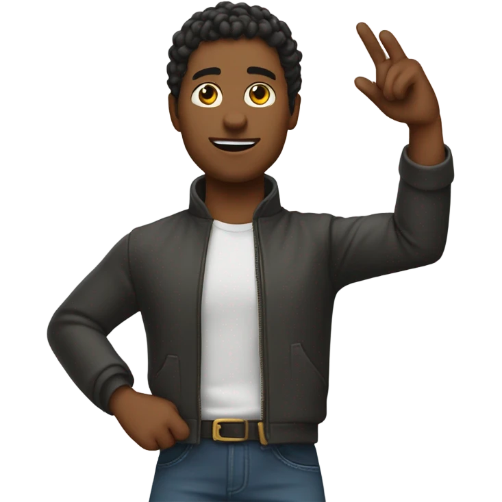 Kaylem raising his arm straight out at a 45 degree angle emoji