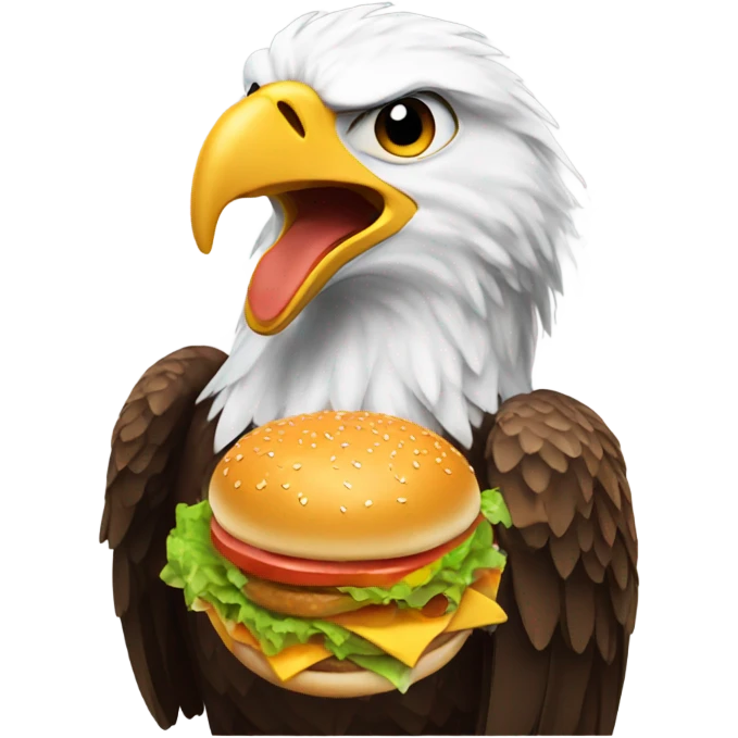 Eagle eating a hamburger emoji