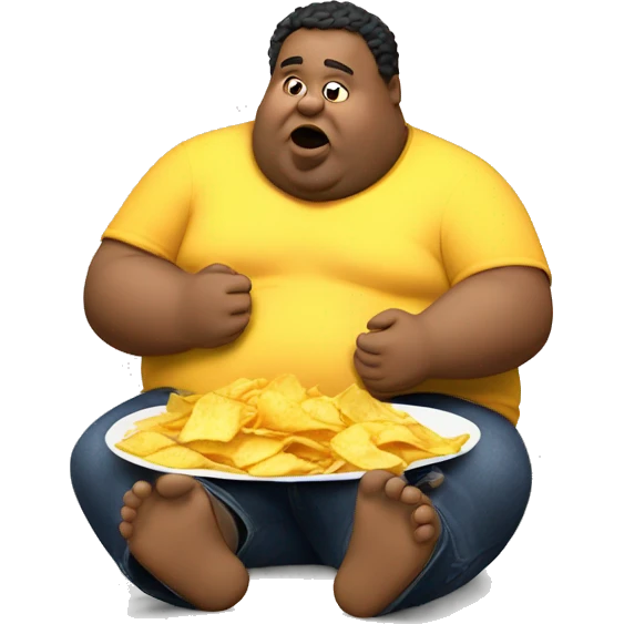 fat man eating chips  emoji