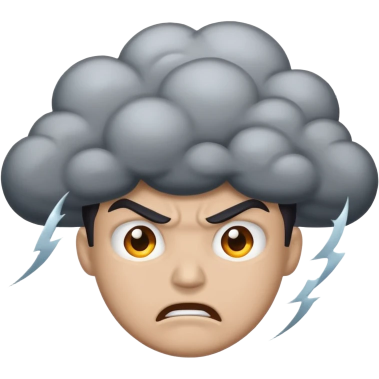angry Thunderstorm Cloud, face, gray emoji