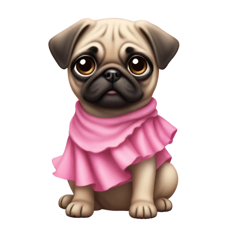pug puppy with pink dress emoji