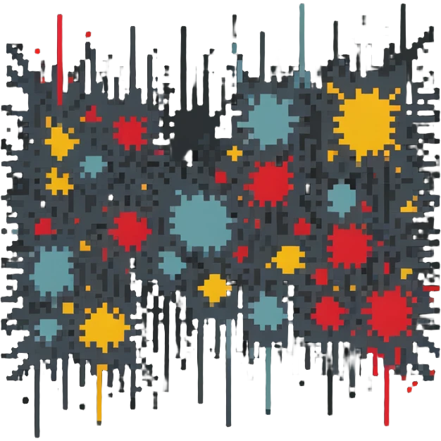 Pollock abstract splatter art in pixel art style emoji