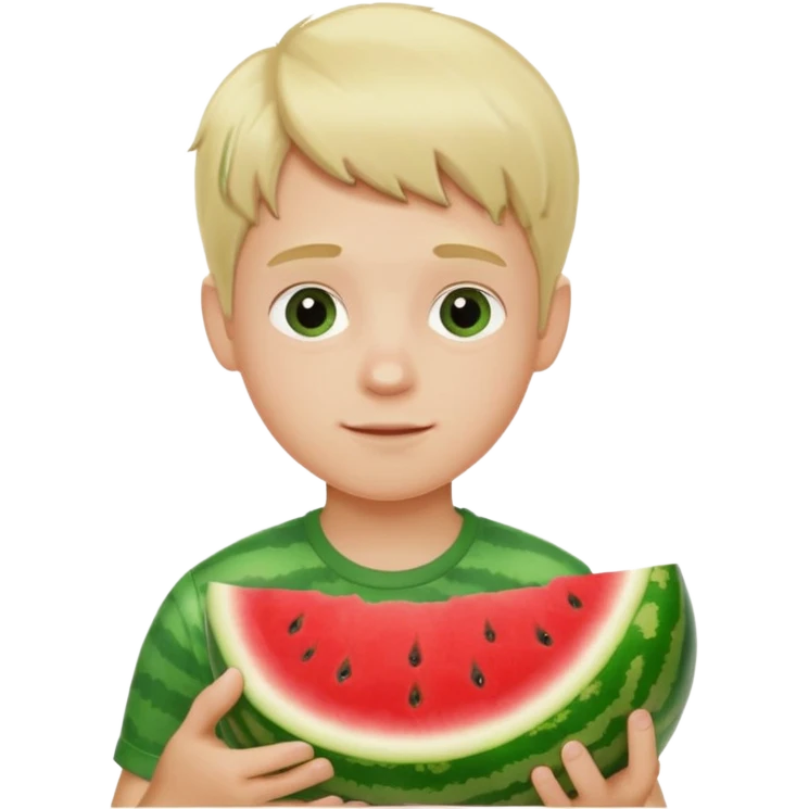 White blonde boy with watermelon emoji