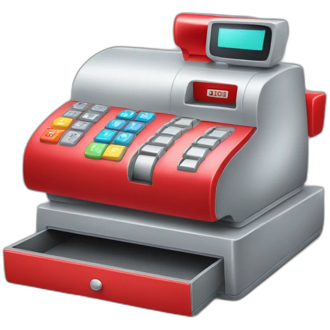 gray cash register red handle emoji
