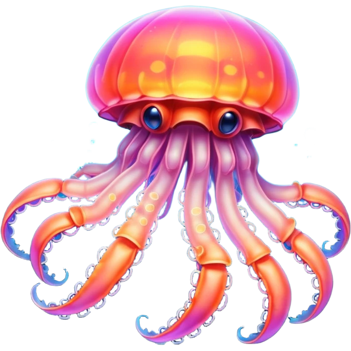 Neon glowing jellyfish-crab-squi emoji