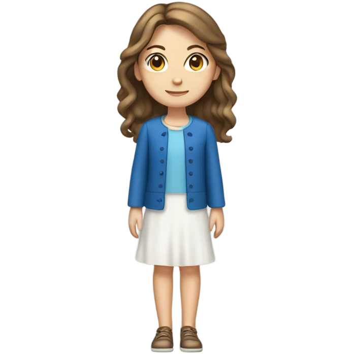 brown hair white girl with blue dress full body emoji
