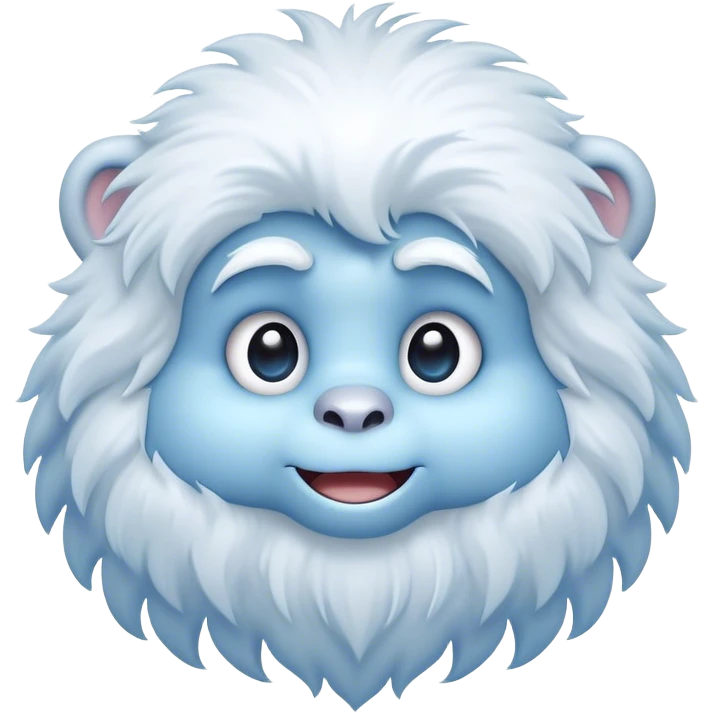 Cinematic Cute Yeti Portrait Emoji, with a charming, small, fluffy form in soft snowy whites and cool blues, featuring big, innocent eyes and a shy, gentle smile, simplified yet irresistibly endearing, highly detailed with a soft glowing outline that captures the whimsical charm of a friendly yeti ready for a cuddle! emoji