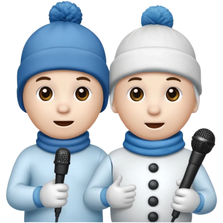 snowmen holding microphone wich sweat cap emoji