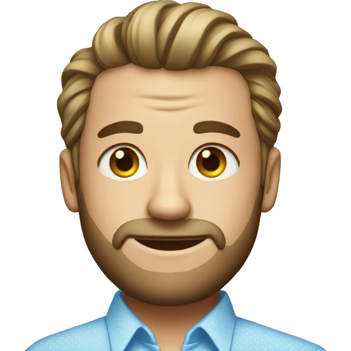 guy with a manbun and no beard and a light blue dotted dress shirt portrait emoji