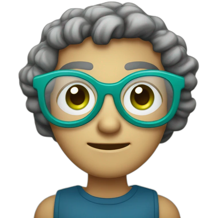Psychologue avec lunette écaille et yeux bleu vert emoji
