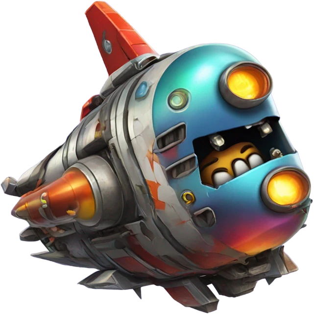 broken space ship, cartoony emoji