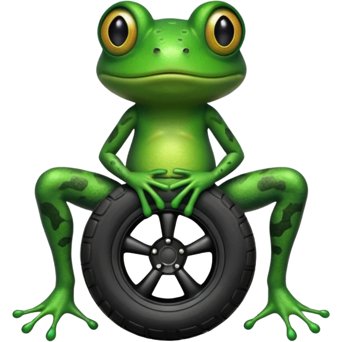 Frog with human legs and the body made of tire emoji