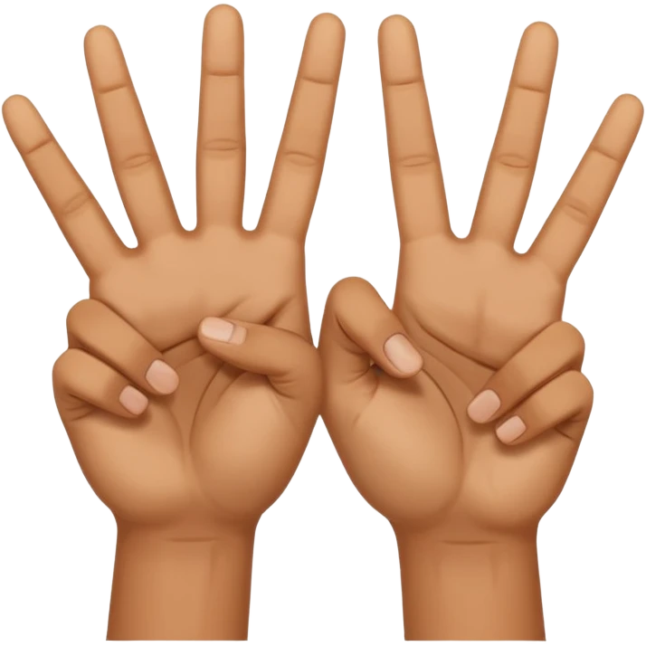 two peace hand sign but one is flipped the other way touch the other fingers emoji