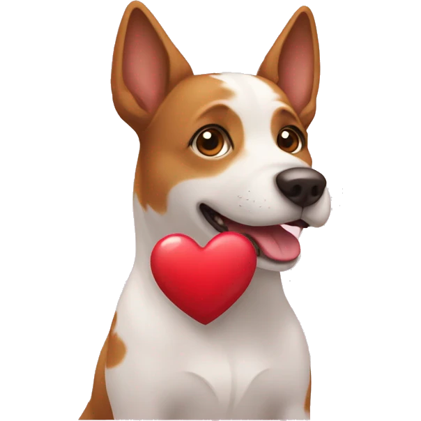 Dog holding heart emoji
