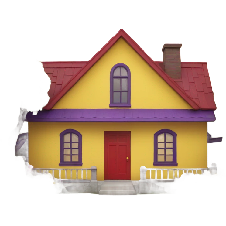 A house with a red roof on the yellow outside and a purple door emoji
