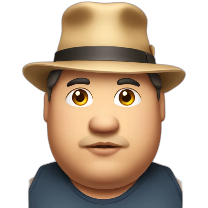Fat man with tiny hat emoji