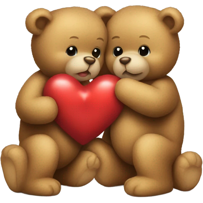 kissing teddy bears with heart emoji