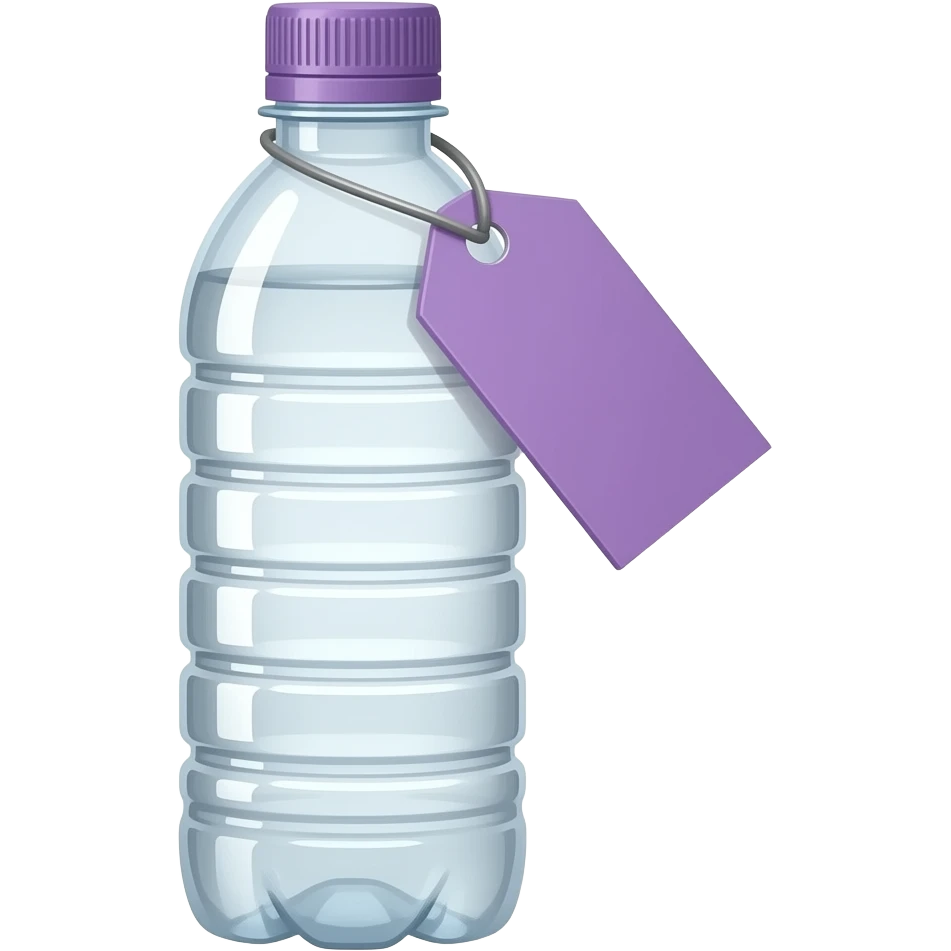 water bottle 200 ml with purple tag emoji