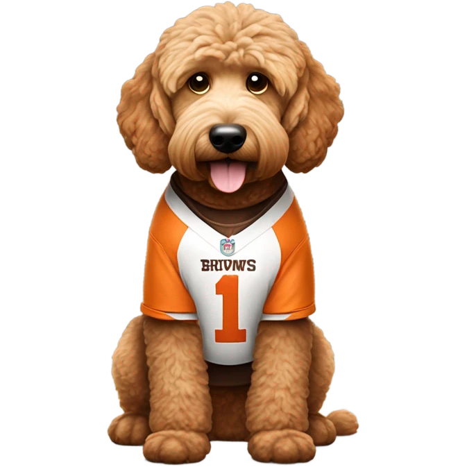 Goldendoodle as a Cleveland Brown Football player emoji
