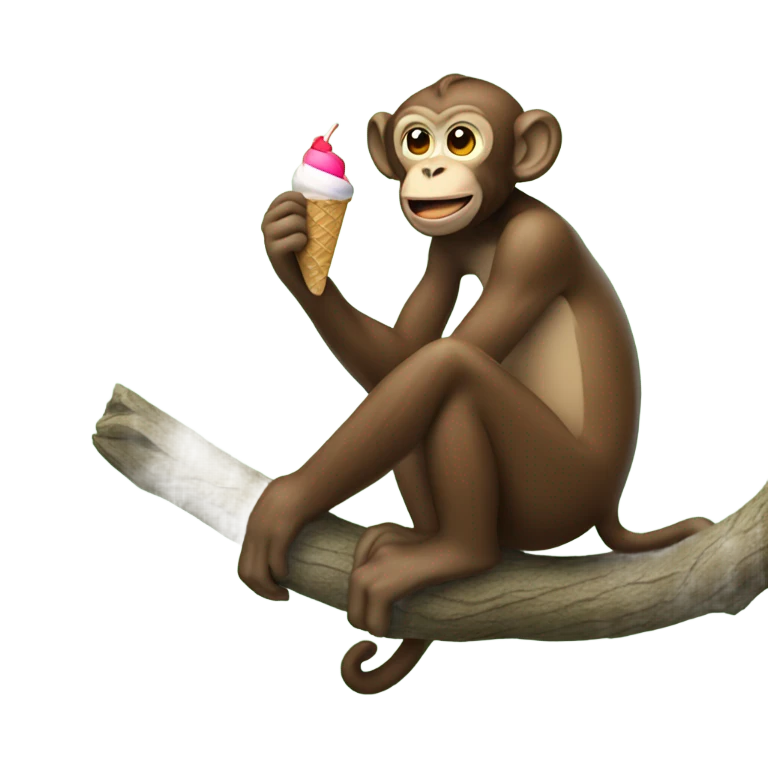 Monkey eating ice cream in a tree emoji