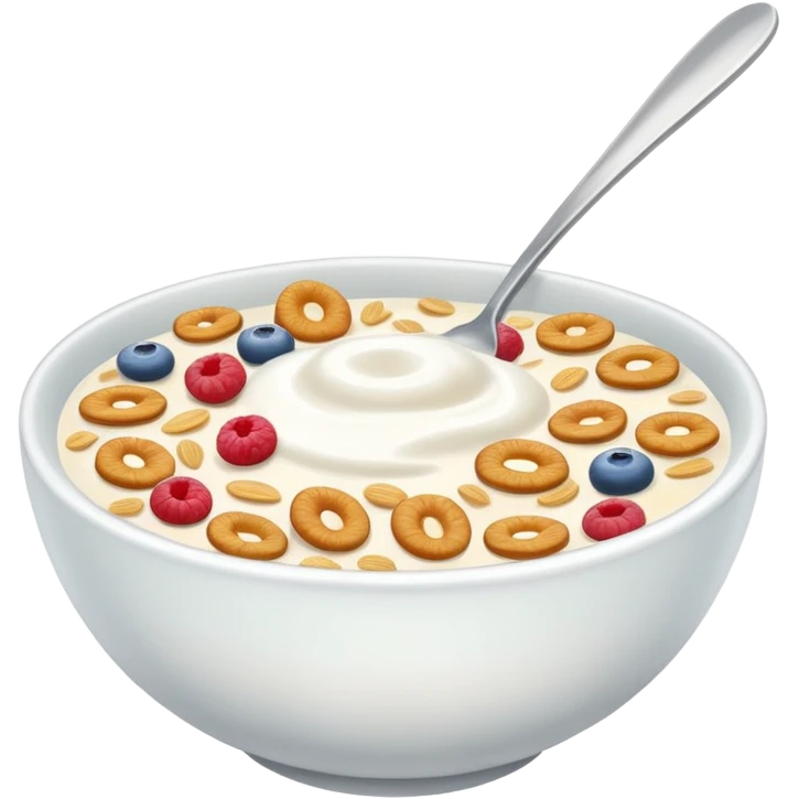 a bowl of cereal with milk with no spoon emoji