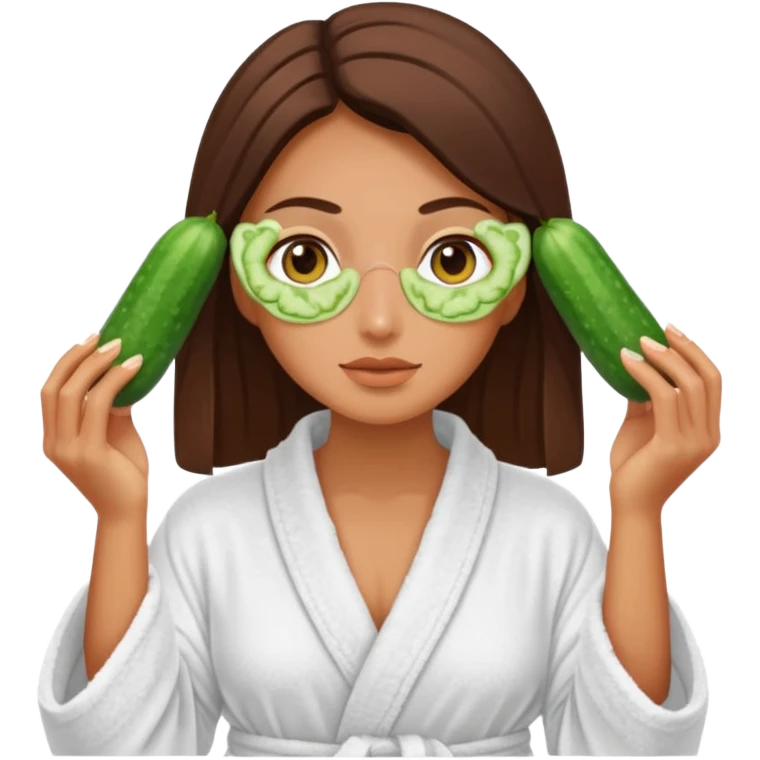 woman at the spa with cucumbers on her eyes and tan skin tone emoji