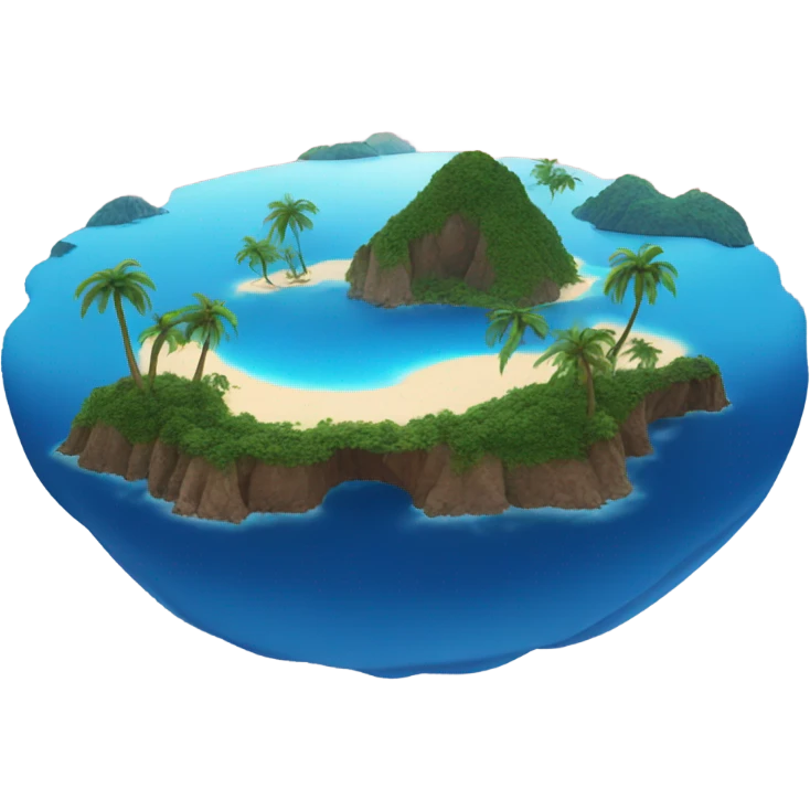 Island in blue water with red sky emoji
