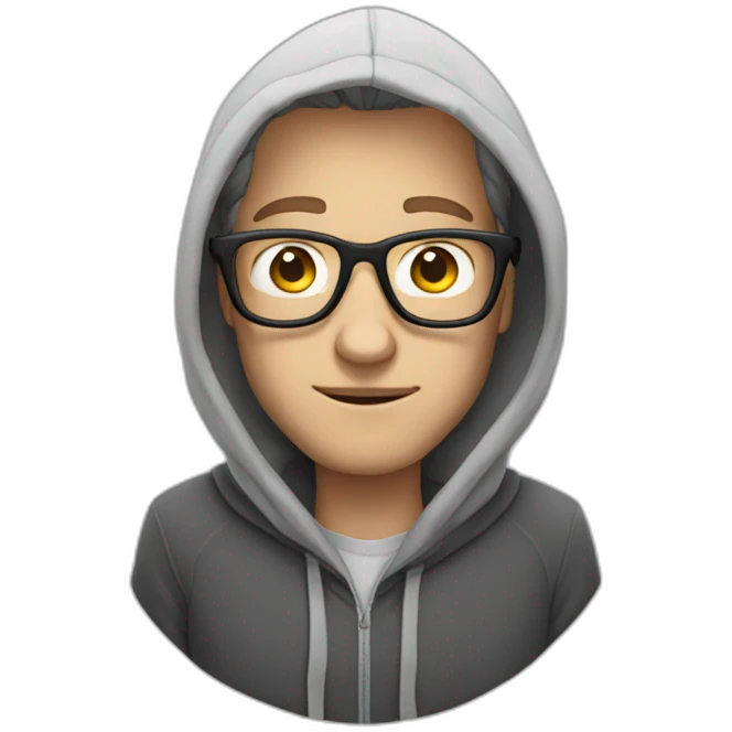 white dude with hoodie and glasses squinting eyes emoji