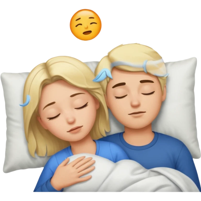 Blond man and brunette woman asleep emoji