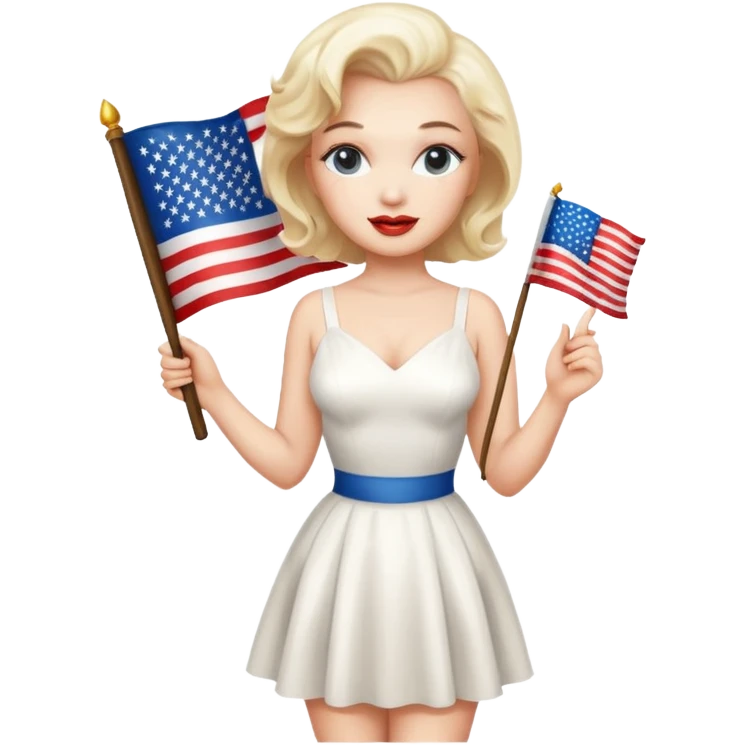 Marilyn Monroe, with american flag emoji