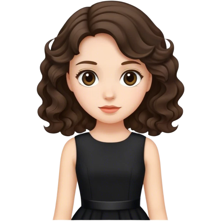 Brunette girl with wavy hair wearing a black elegant dress emoji