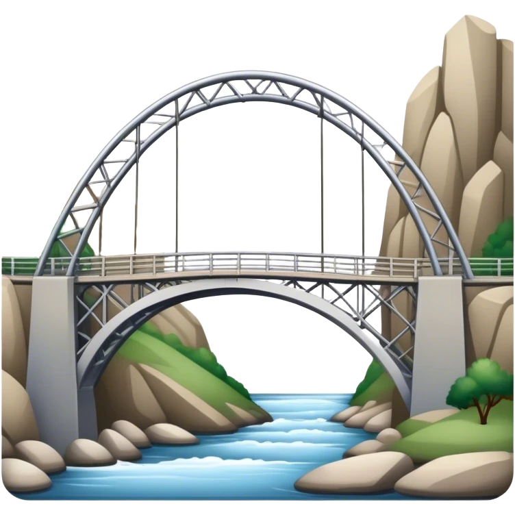 Latticed steel arch suspension bridge crossing river emoji