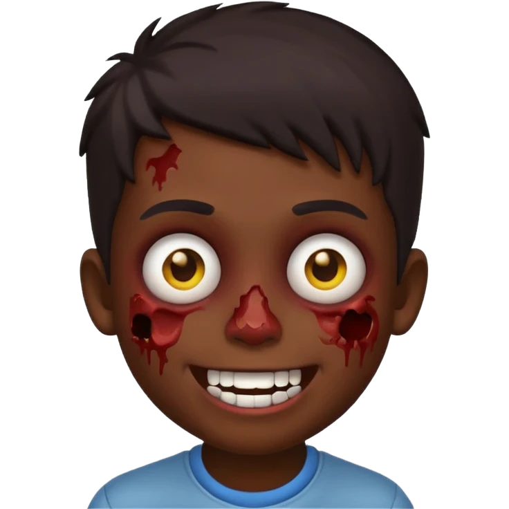boy zombie with dark hair, smiling, emoji style emoji
